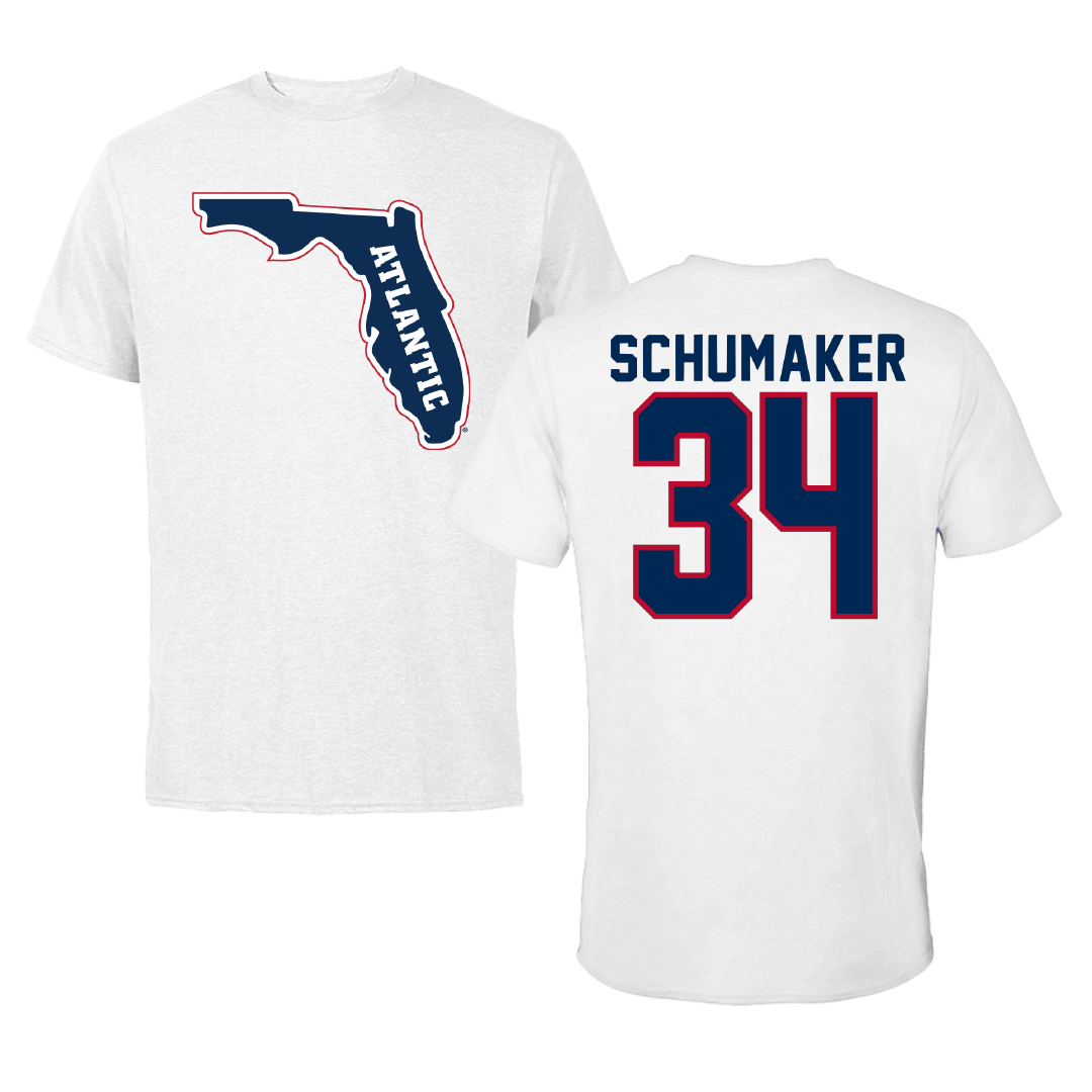 Florida Atlantic University Soccer White Tee - #34 Ethan Schumaker