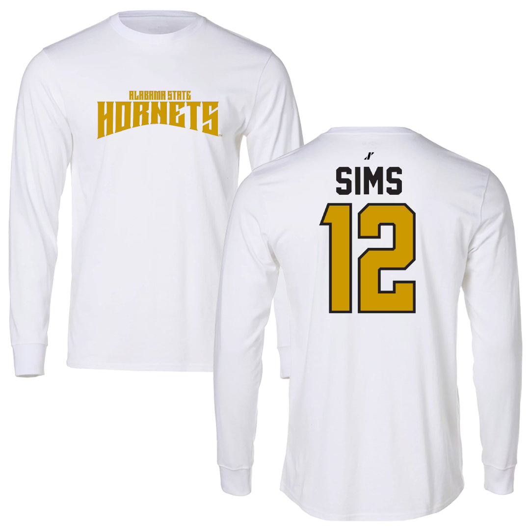 Alabama State University Football White Classic Performance Long Sleeve - #12 Zach Sims