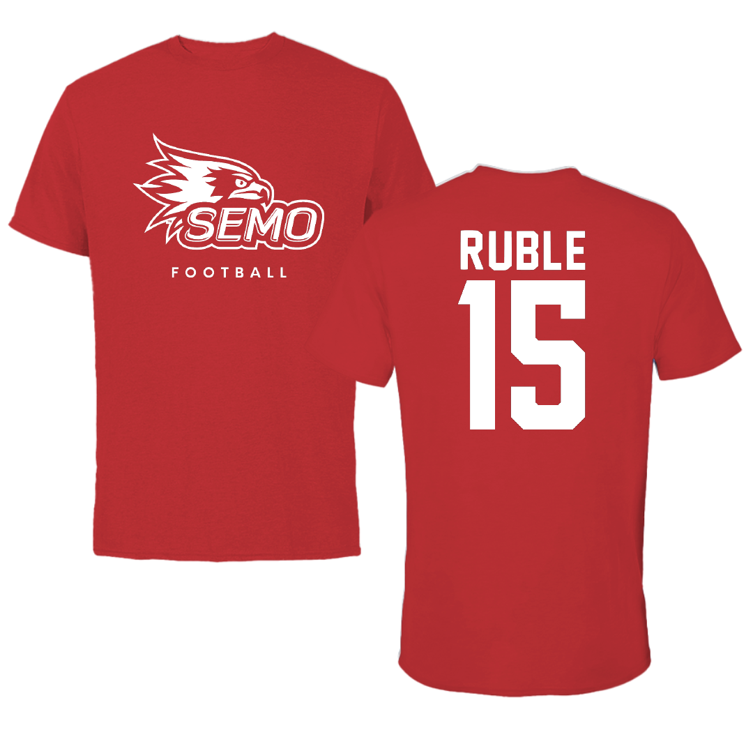 Southeast Missouri State University Football Red Performance Tee - #15 Cole Ruble