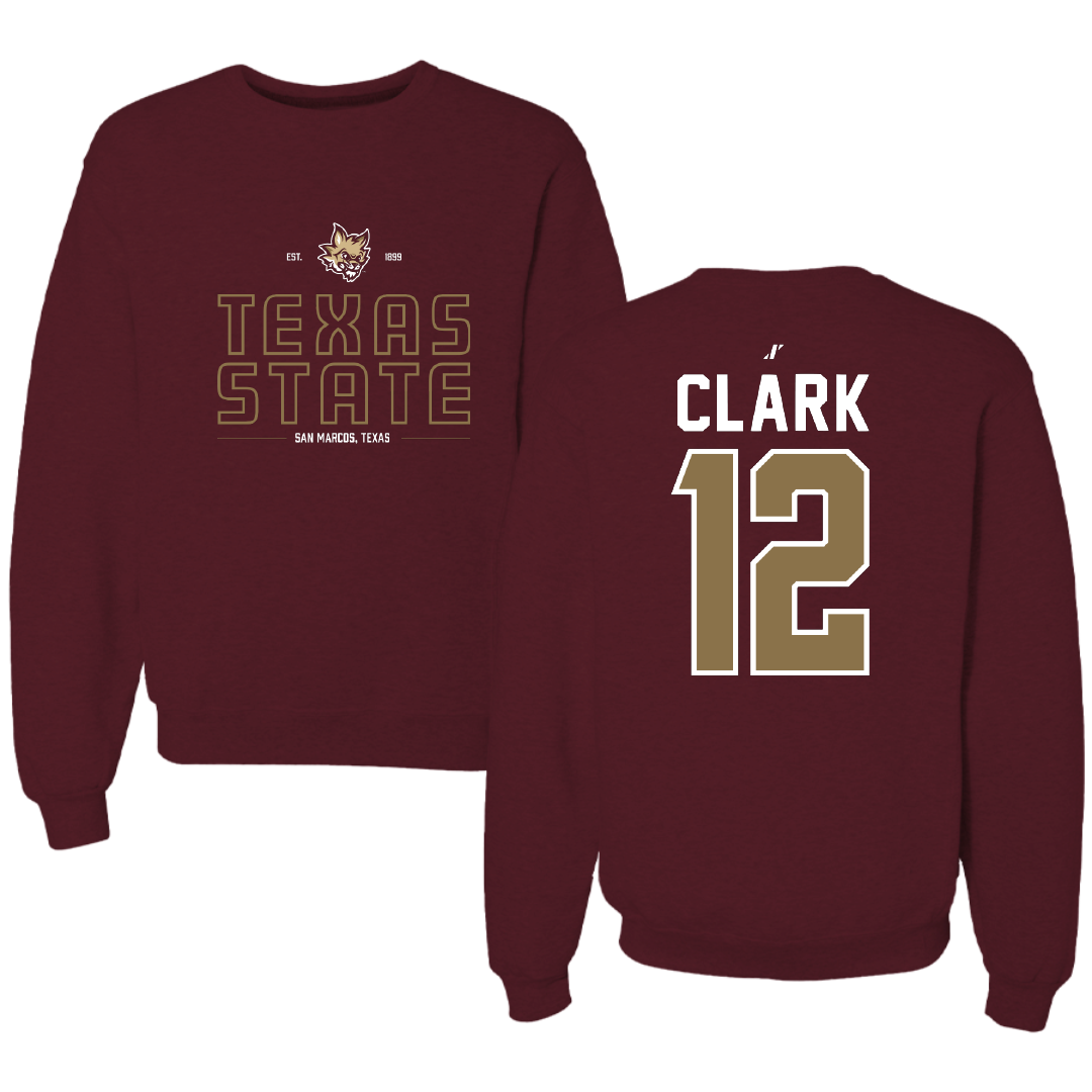 Texas State University Volleyball Maroon General Crewneck - #12 Alyssa Clark