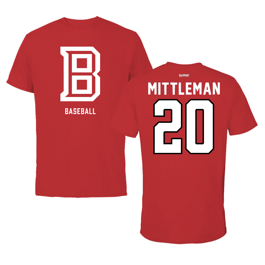 Bradley University Baseball Red Block Tee - #20 Christian Mittleman