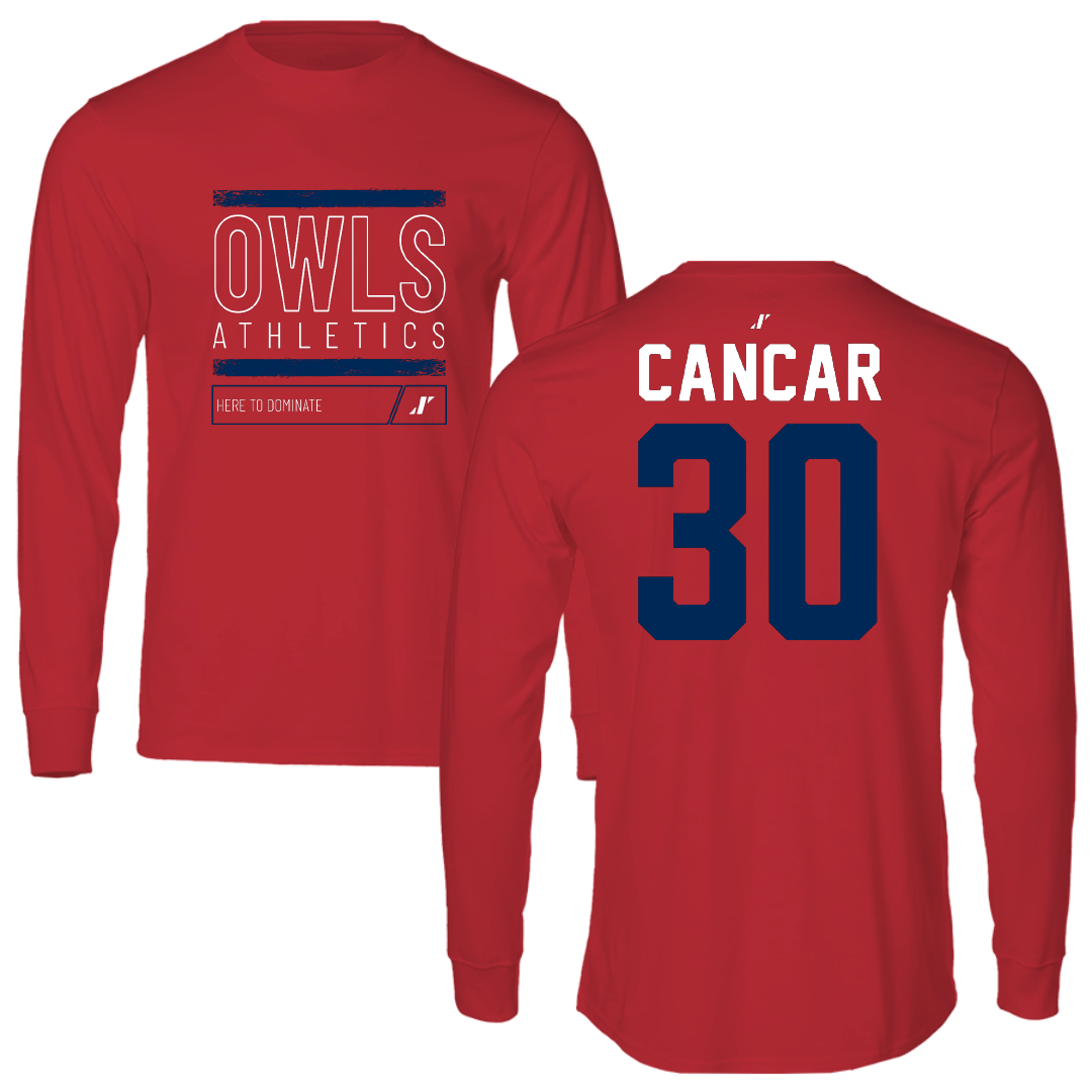 Florida Atlantic University Soccer Red Dominate Long Sleeve - #30 Jozo Cancar