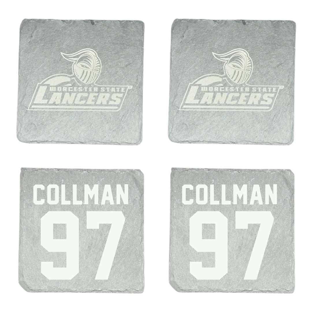 Worcester State University Football Stone Coaster (4 Pack)  - #97 Zach Collman