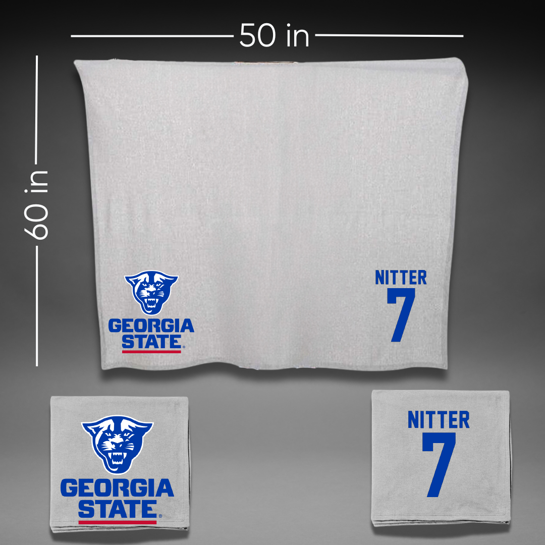 Georgia State University Basketball Gray Blanket - #7 Zarique Nitter