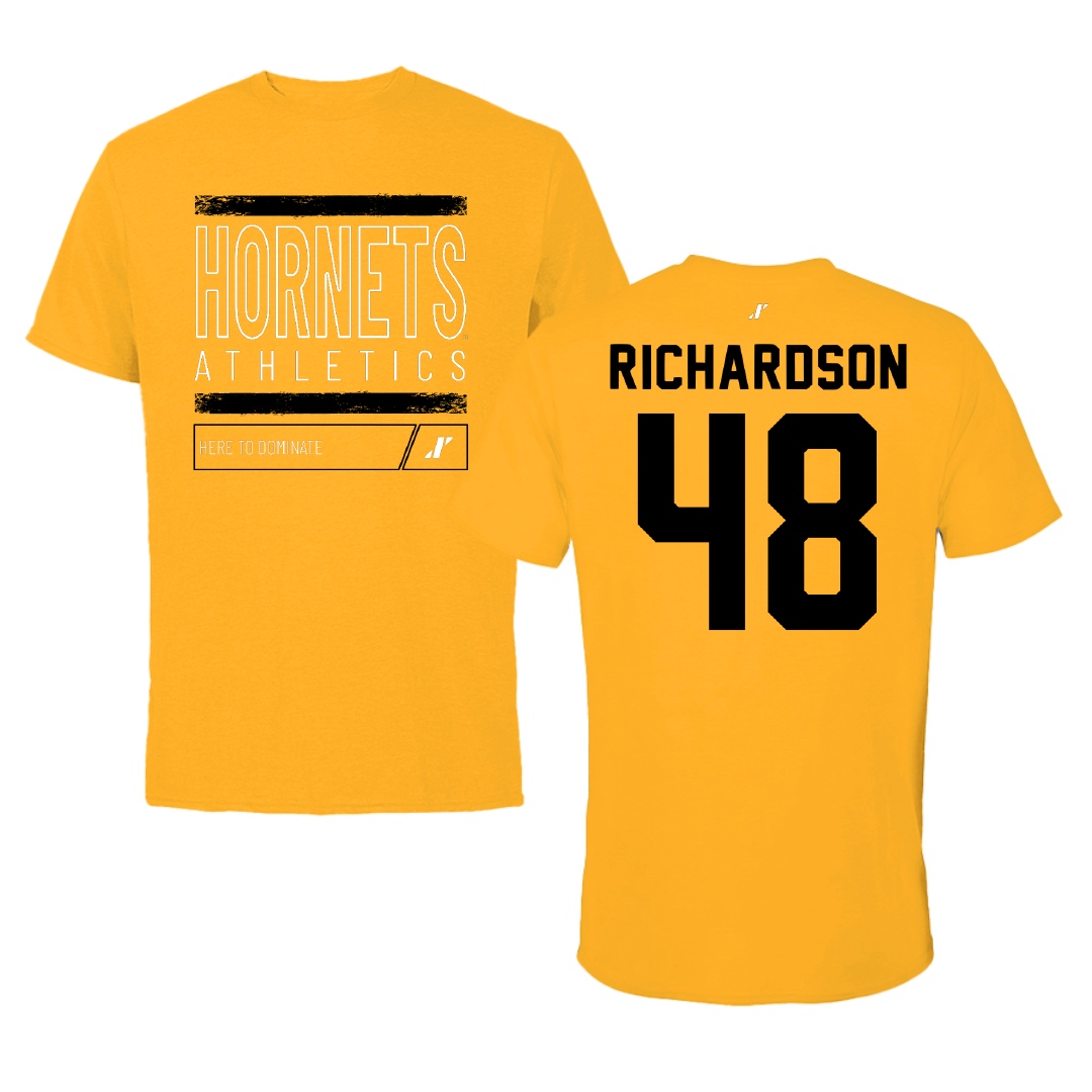 Alabama State University Football Gold Dominate Tee - #48 Myles Richardson