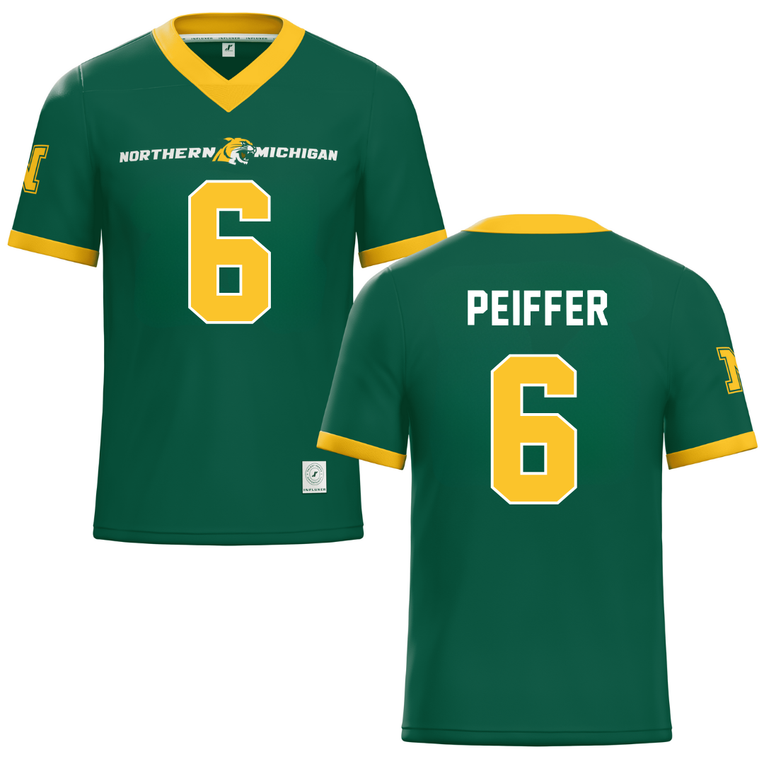 Northern Michigan University Green Football Jersey - #6 Sam Peiffer