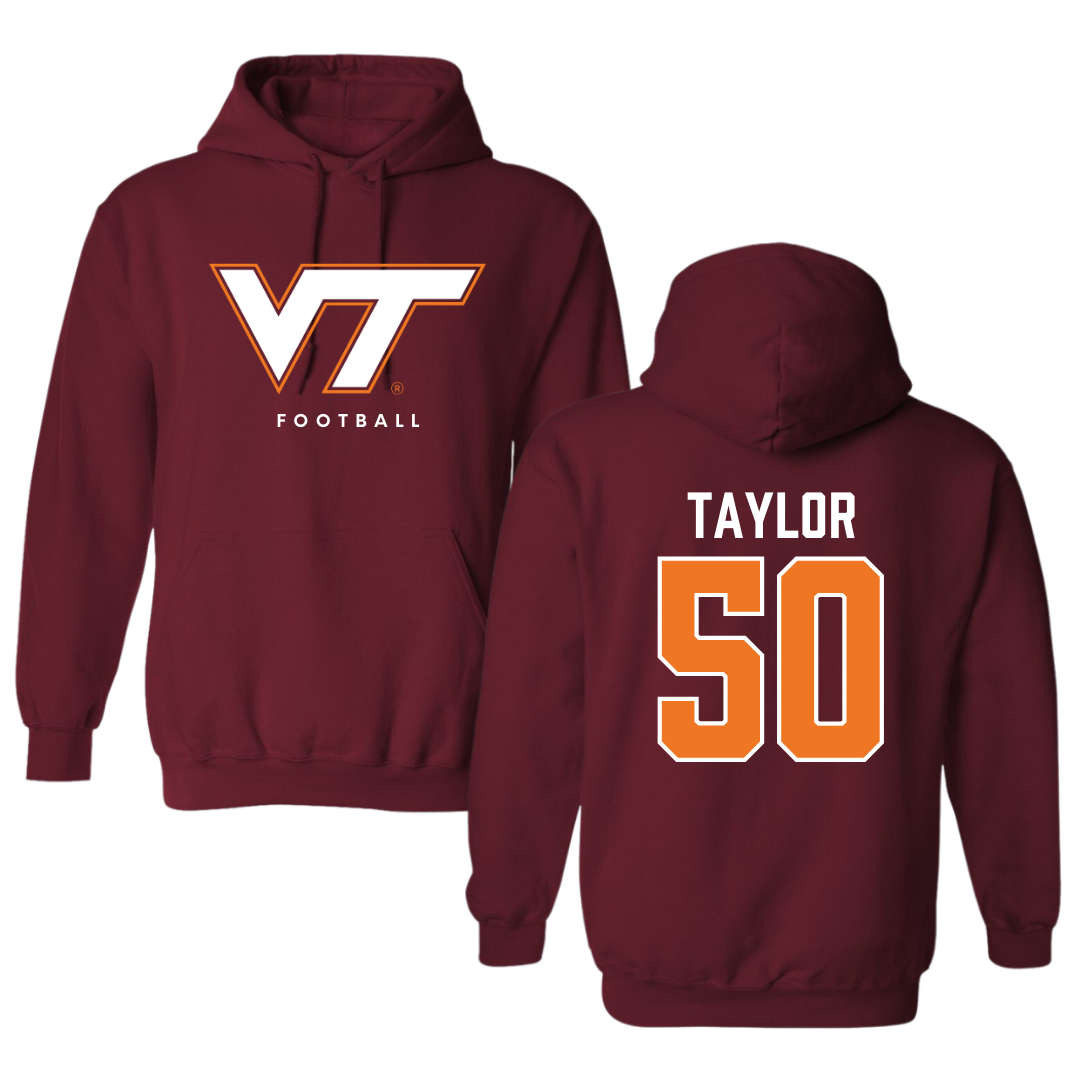 Virginia Tech Football Maroon Hoodie - #50 Darius Taylor