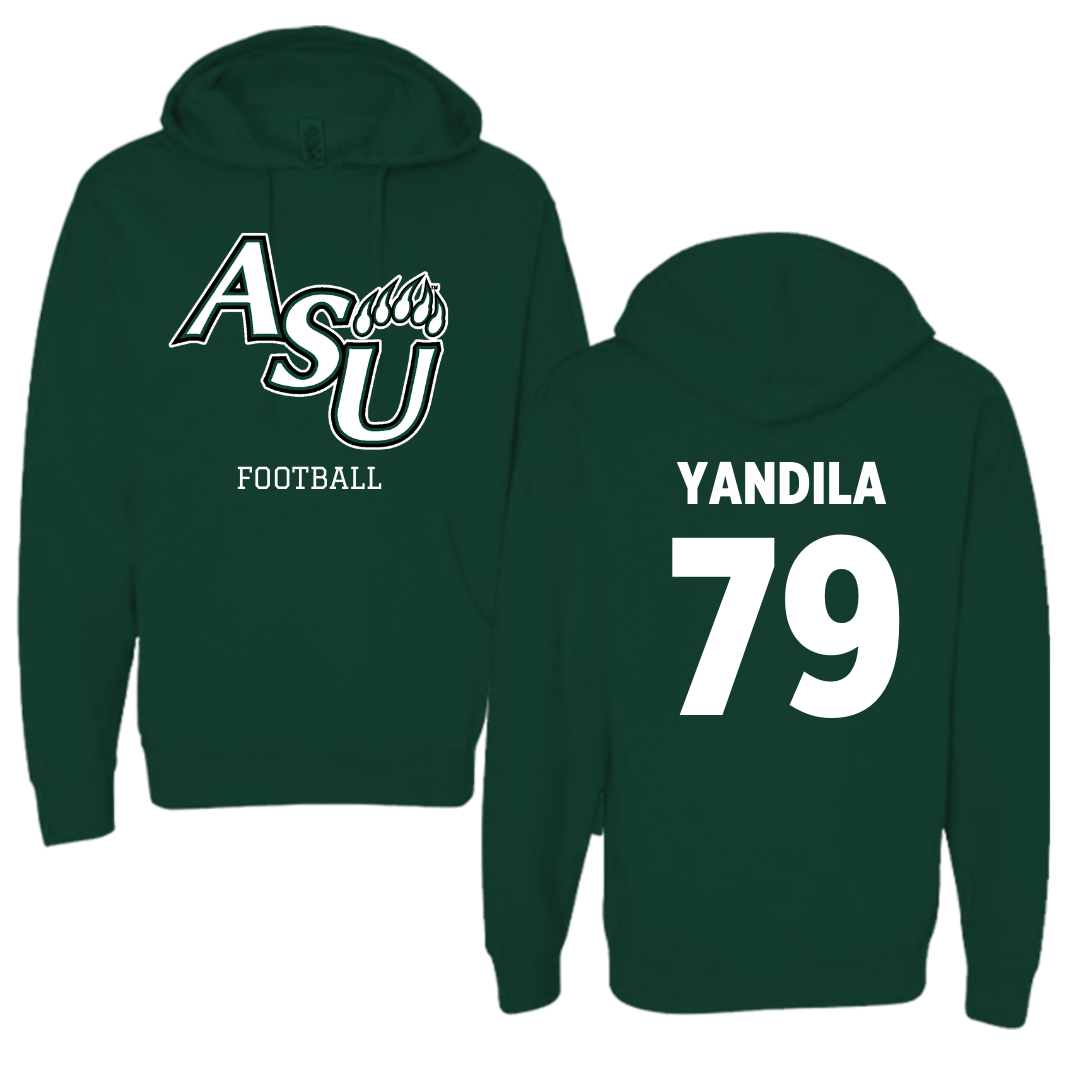 Adams State University Football Forest Green Block Hoodie - #79 Jordan Yandila