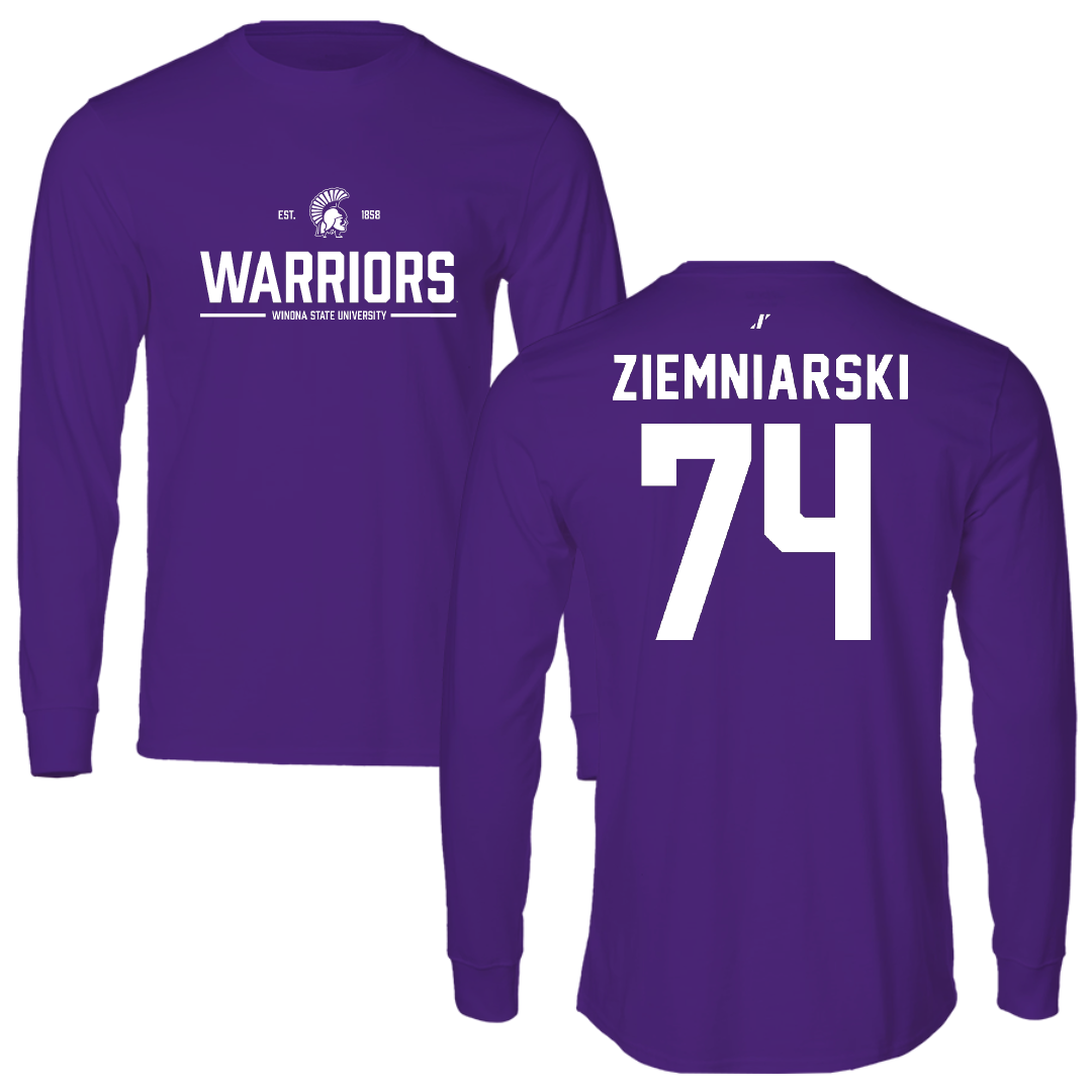 Winona State University Football Purple General Long Sleeve - #74 Jake Ziemniarski