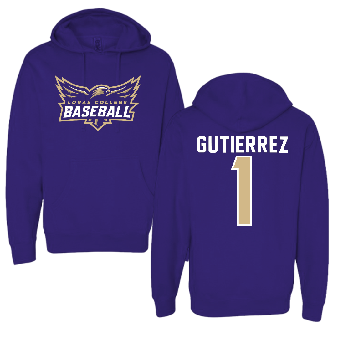 Loras College Baseball Purple Baseball Hoodie - #1 Justin Gutierrez