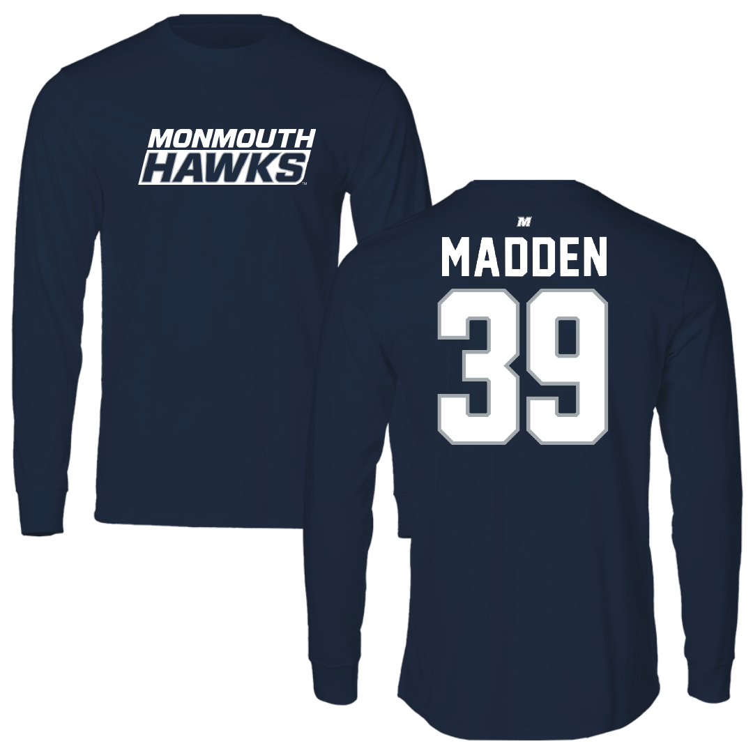 Monmouth University Lacrosse Navy Long Sleeve - #39 William Madden