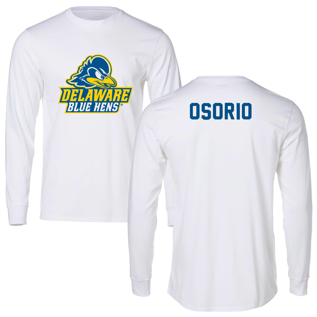 University of Delaware Swimming & Diving White Performance Long Sleeve - Manuel Osorio