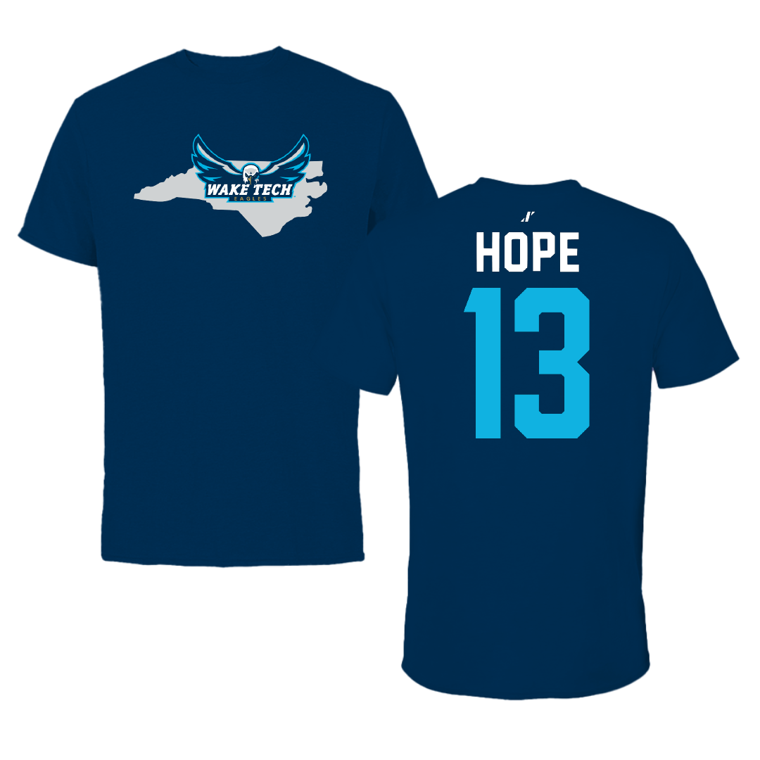 Wake Tech Community College Basketball Navy State Tee - #13 Mervin Hope