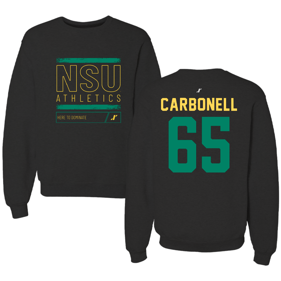 Norfolk State University Football Black Dominate Crewneck - #65 Juwuan Carbonell