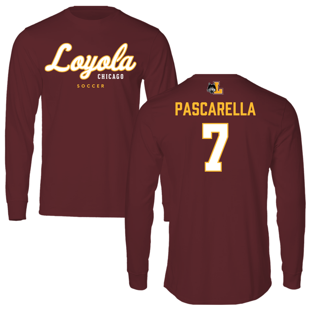 Loyola University-Chicago Soccer Maroon Block Performance Long Sleeve - #7 Jordan Pascarella