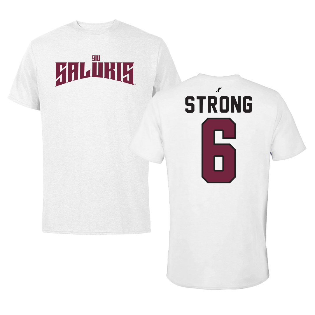 Southern Illinois University at Carbondale Football White Classic Performance Tee - #6 Justin Strong