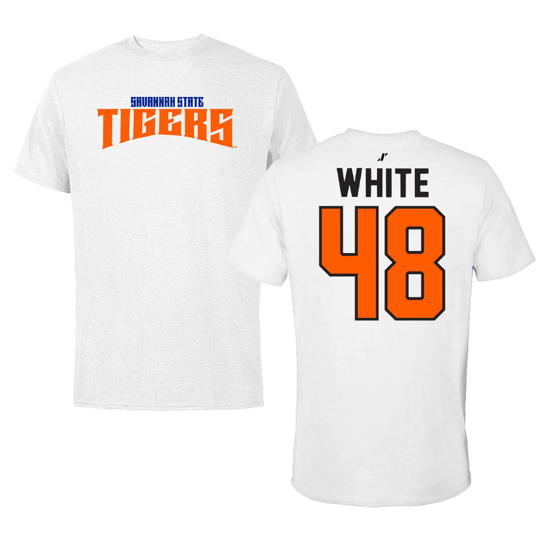 Savannah State University Football White Classic Tee - #48 Emmanuel White