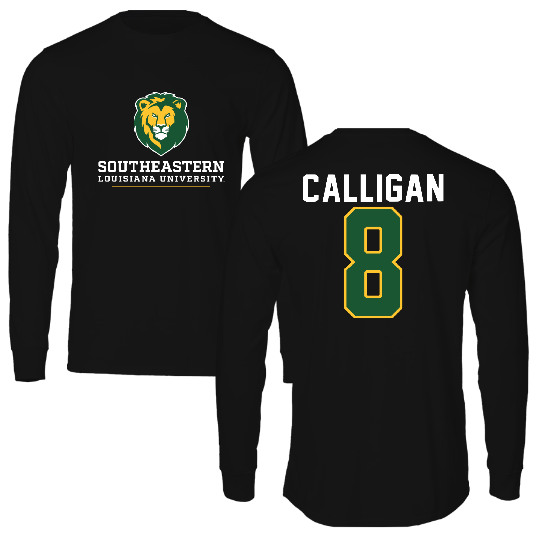 Southeastern Louisiana University Football Black Performance Long Sleeve - #8 Keydrain Calligan