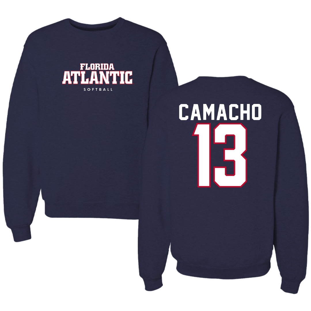 Florida Atlantic University Softball Navy Crewneck - #13 Sophia Camacho