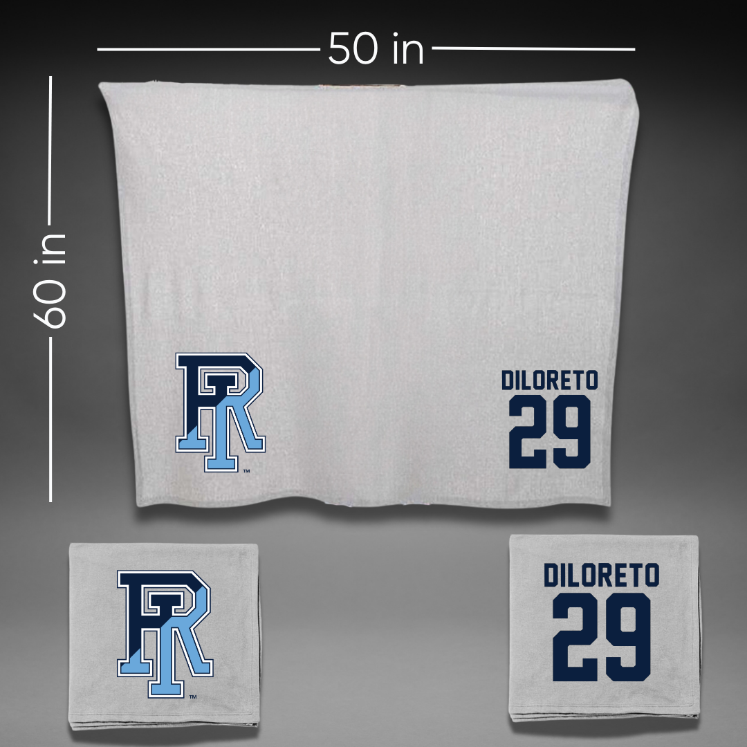 University of Rhode Island Soccer Gray Blanket - #29 Nate DiLoreto