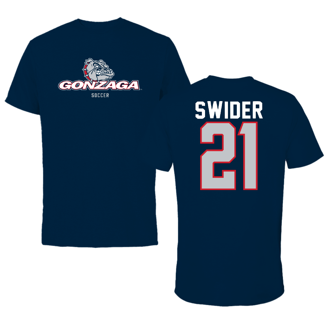 Gonzaga University Soccer Navy Block Performance Tee - #21 Christopher Swider