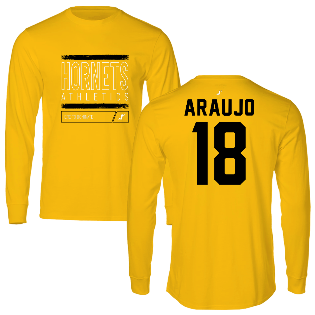 Alabama State University Baseball Gold Dominate Performance Long Sleeve - #18 Caio Araujo