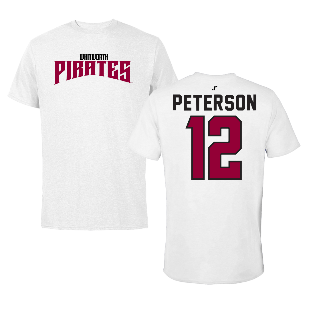 Whitworth University Basketball White Classic Tee - #12 Ashlyn Peterson