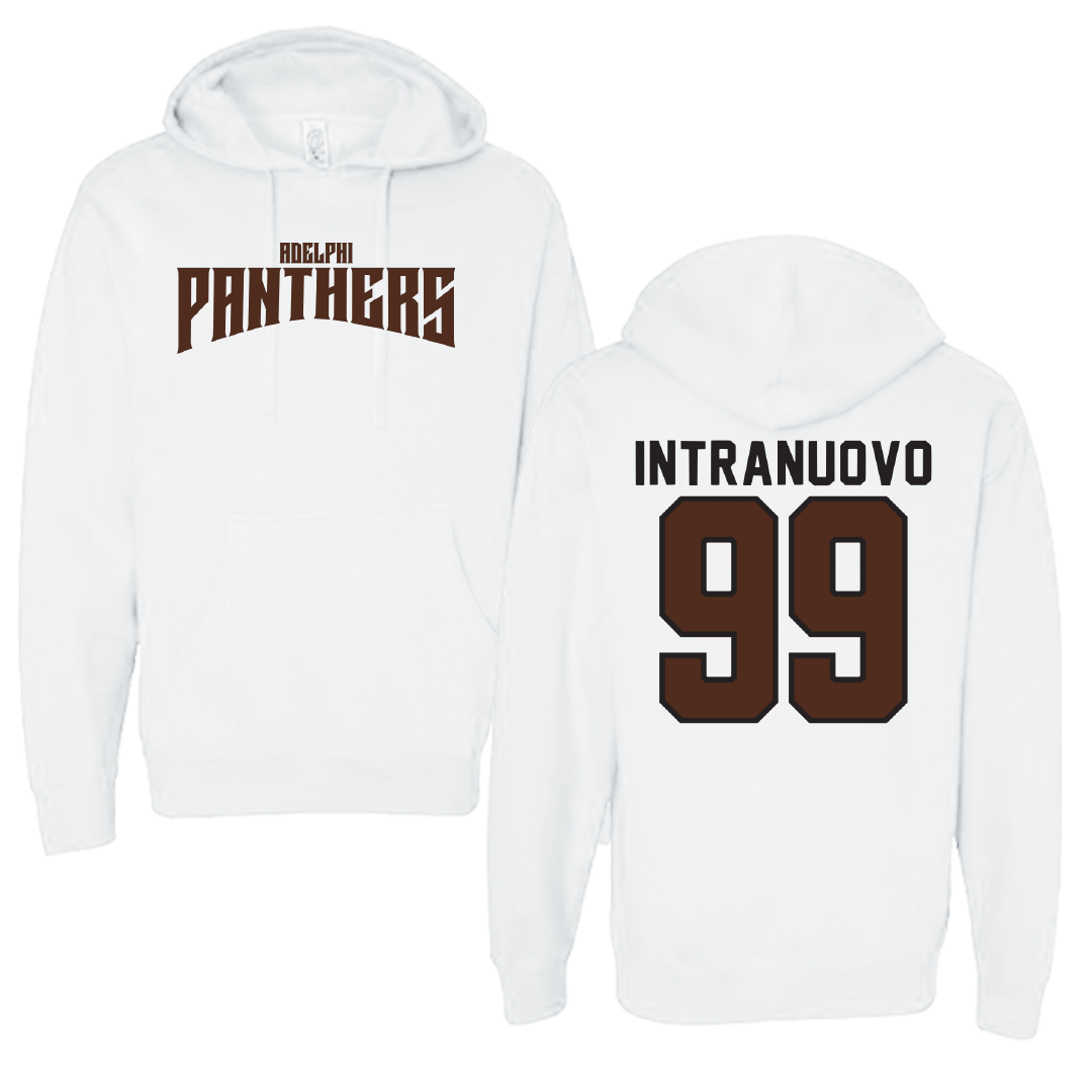 Adelphi University Soccer White Classic Hoodie - #99 Gianluca Intranuovo