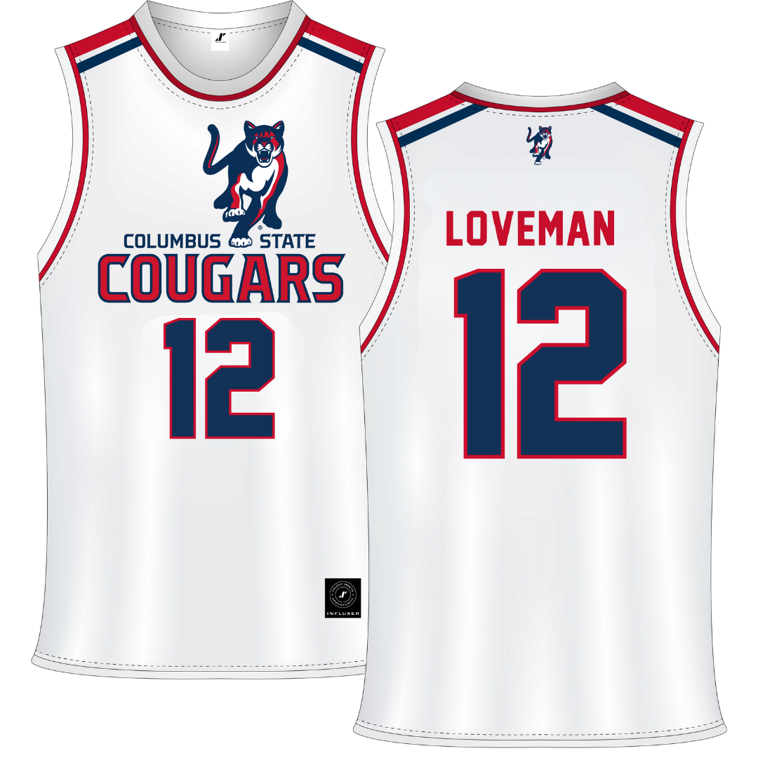 Columbus State University White Basketball Jersey - #12 Allison Loveman