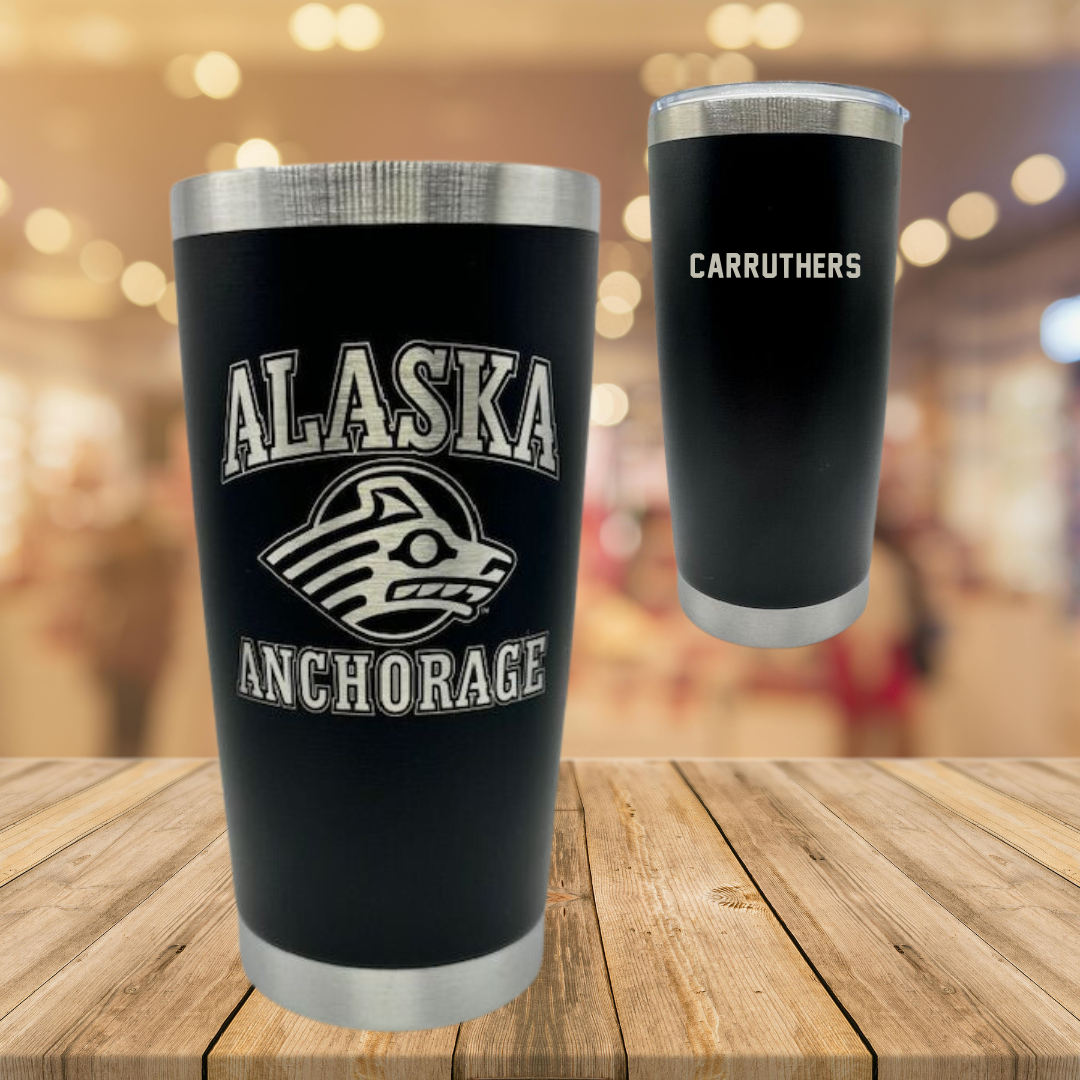 University of Alaska Anchorage Alpine Skiing Black Stainless Steel Tumbler - Caeden Carruthers