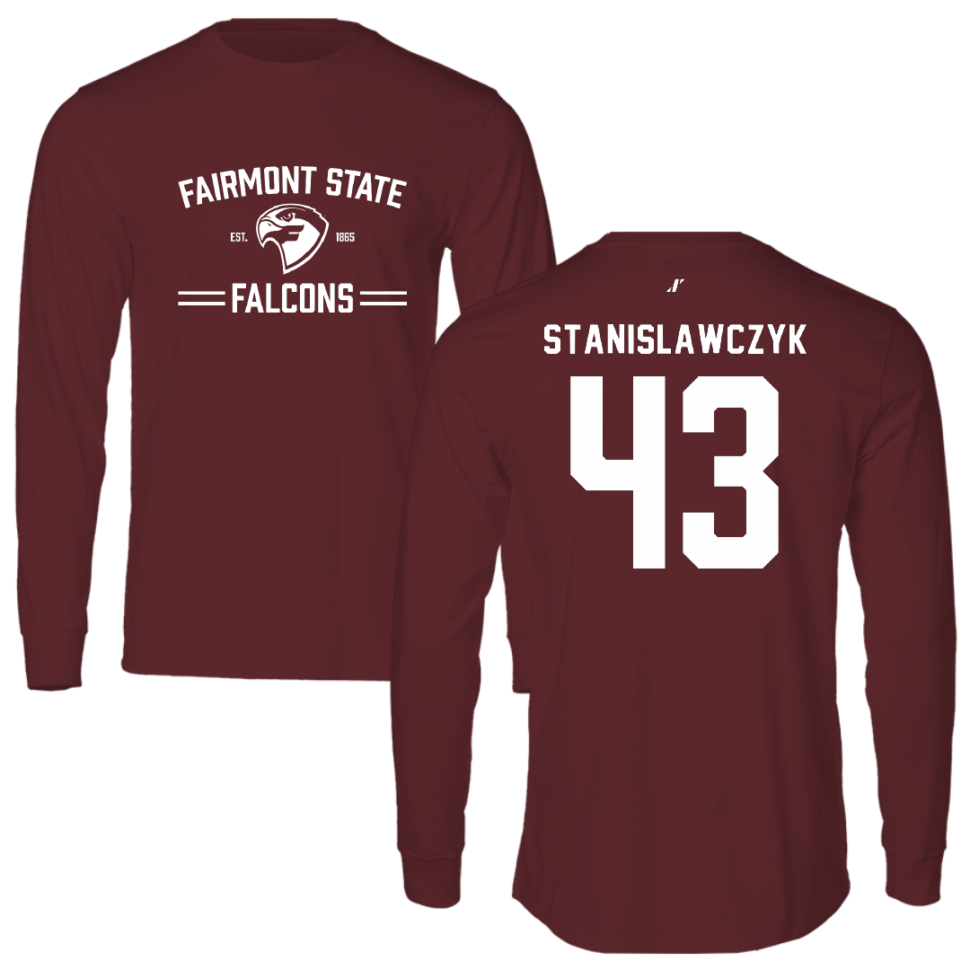 Fairmont State University Football Maroon General Performance Long Sleeve - #43 Jack Stanislawczyk