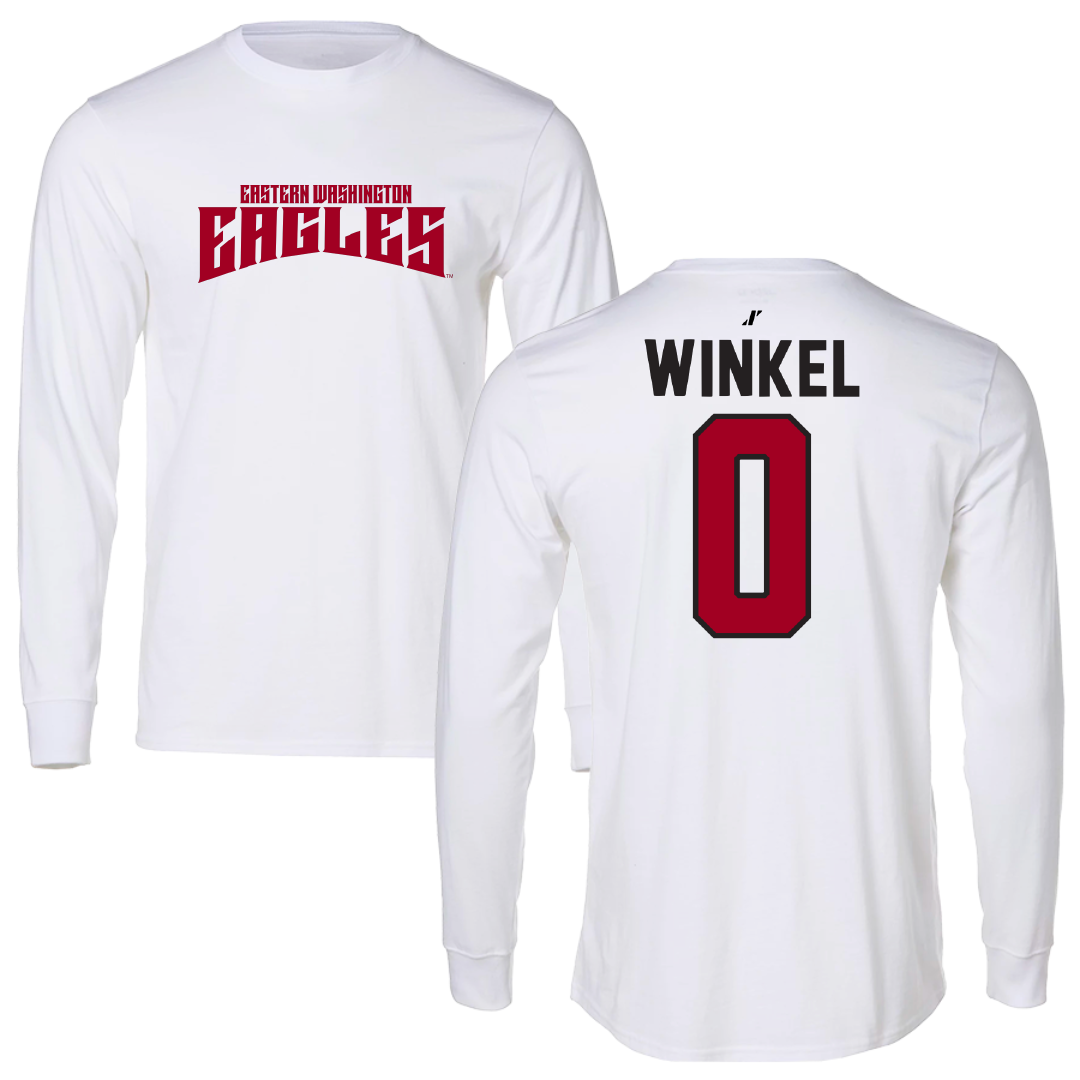 Eastern Washington University Basketball White Classic Long Sleeve - #0 Angelo Winkel