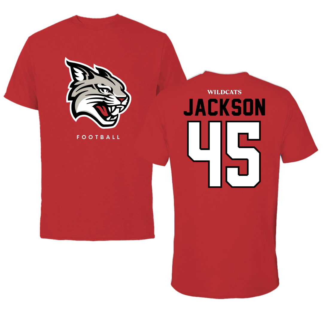 Davidson College Football Red Tee - #45 Cameron Jackson