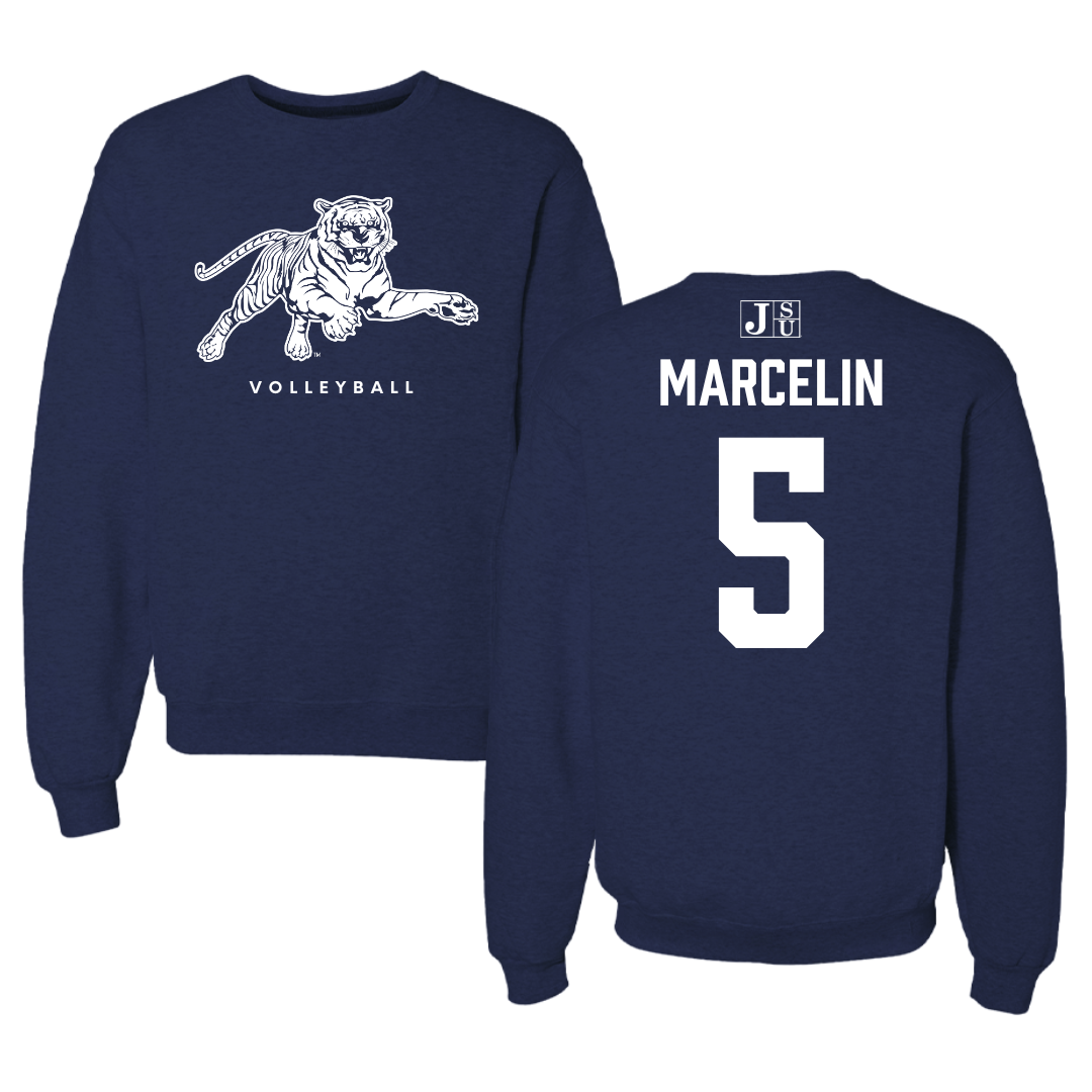 Jackson State University Volleyball Navy Crewneck - #5 Nyjha Marcelin