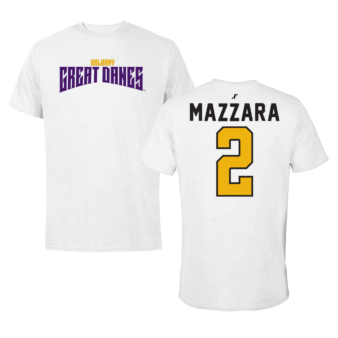 University at Albany Baseball White Classic Tee - #2 Victor Mazzara