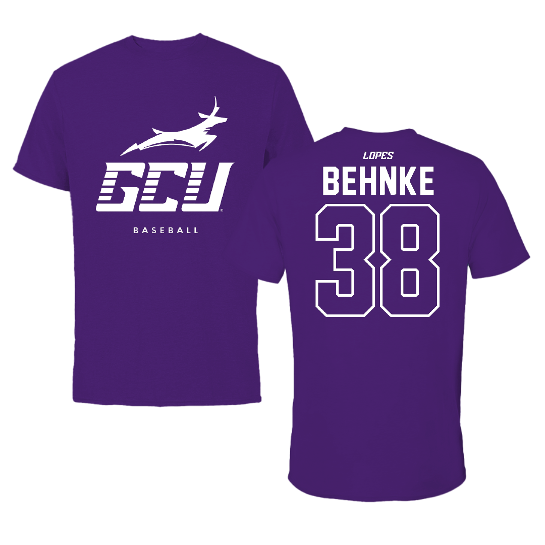 Grand Canyon University Baseball Team Purple Tee - #38 Jace Behnke