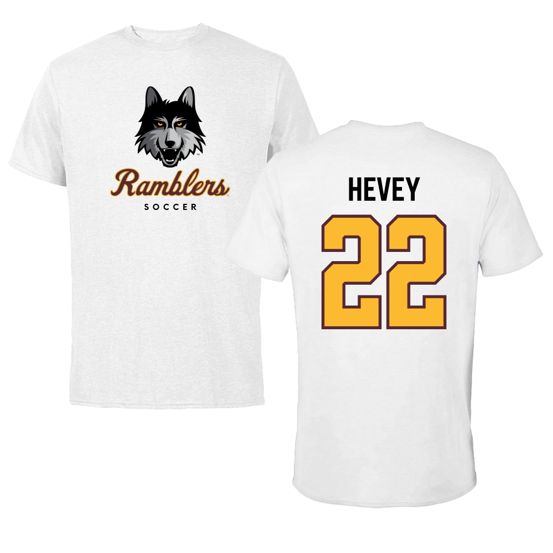 Loyola University-Chicago Soccer White Ramblers Tee - #22 Zoe Hevey