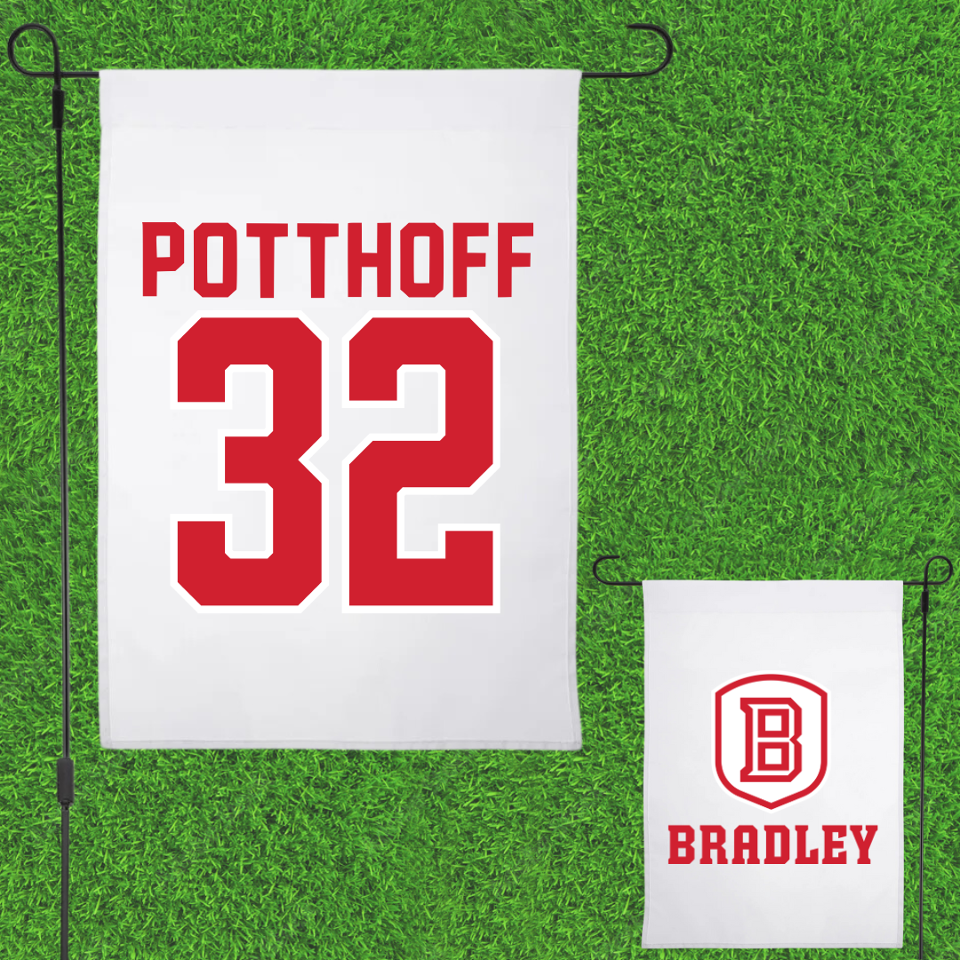 Bradley University Baseball White Garden Flag - #32 Anthony Potthoff