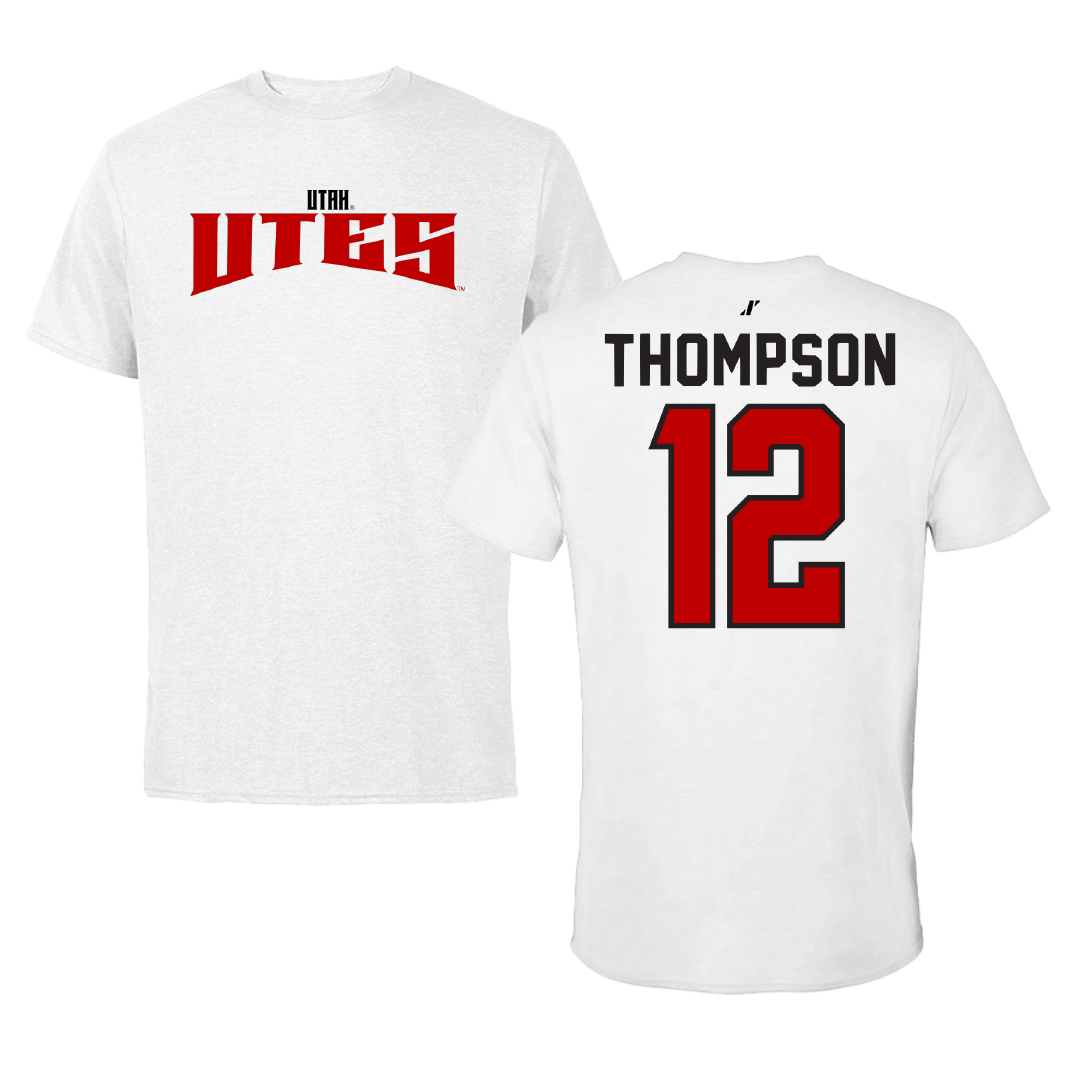 University of Utah Beach Volleyball White Classic Performance Tee - #12 Siona Thompson