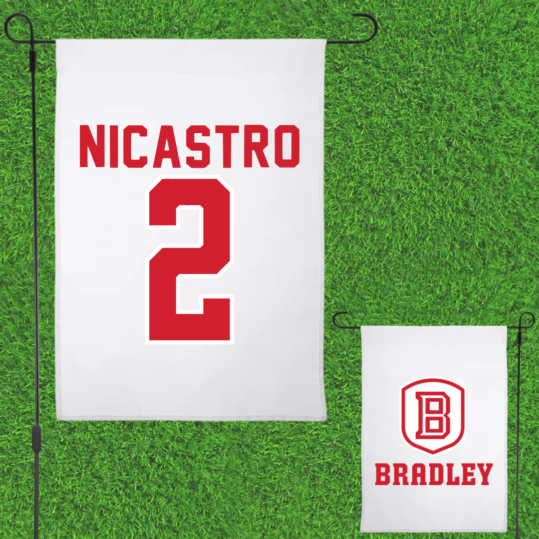 Bradley University Soccer White Garden Flag - #2 Alex Nicastro
