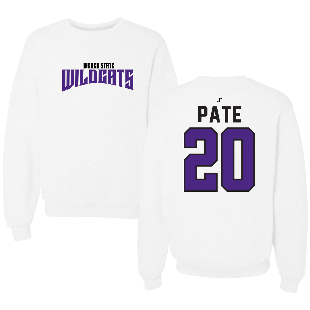 Weber State University Football White Classic Crewneck - #20 Montae Pate
