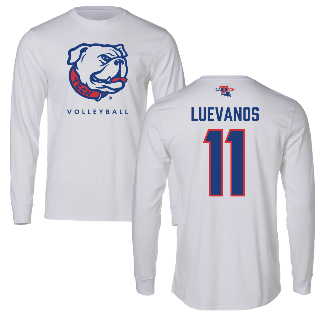 Louisiana Tech University Volleyball White Performance Long Sleeve - #11 Grace Luevanos