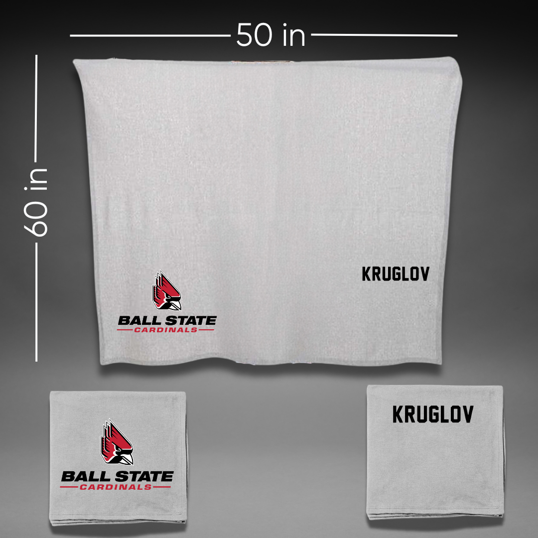 Ball State University Swimming & Diving Gray Blanket - Maxim Kruglov