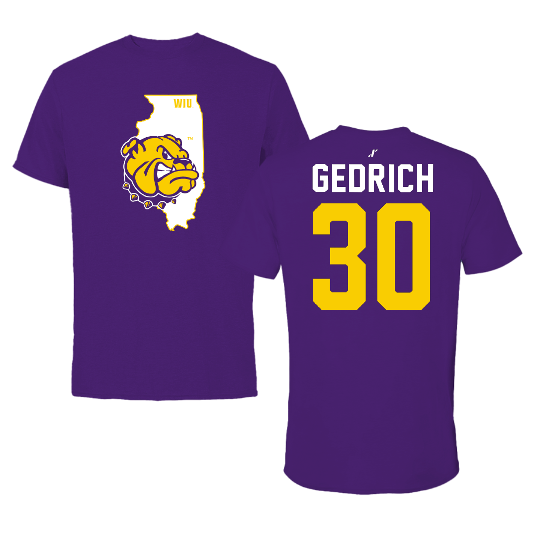 Western Illinois University Baseball Purple State Tee - #30 Blake Gedrich