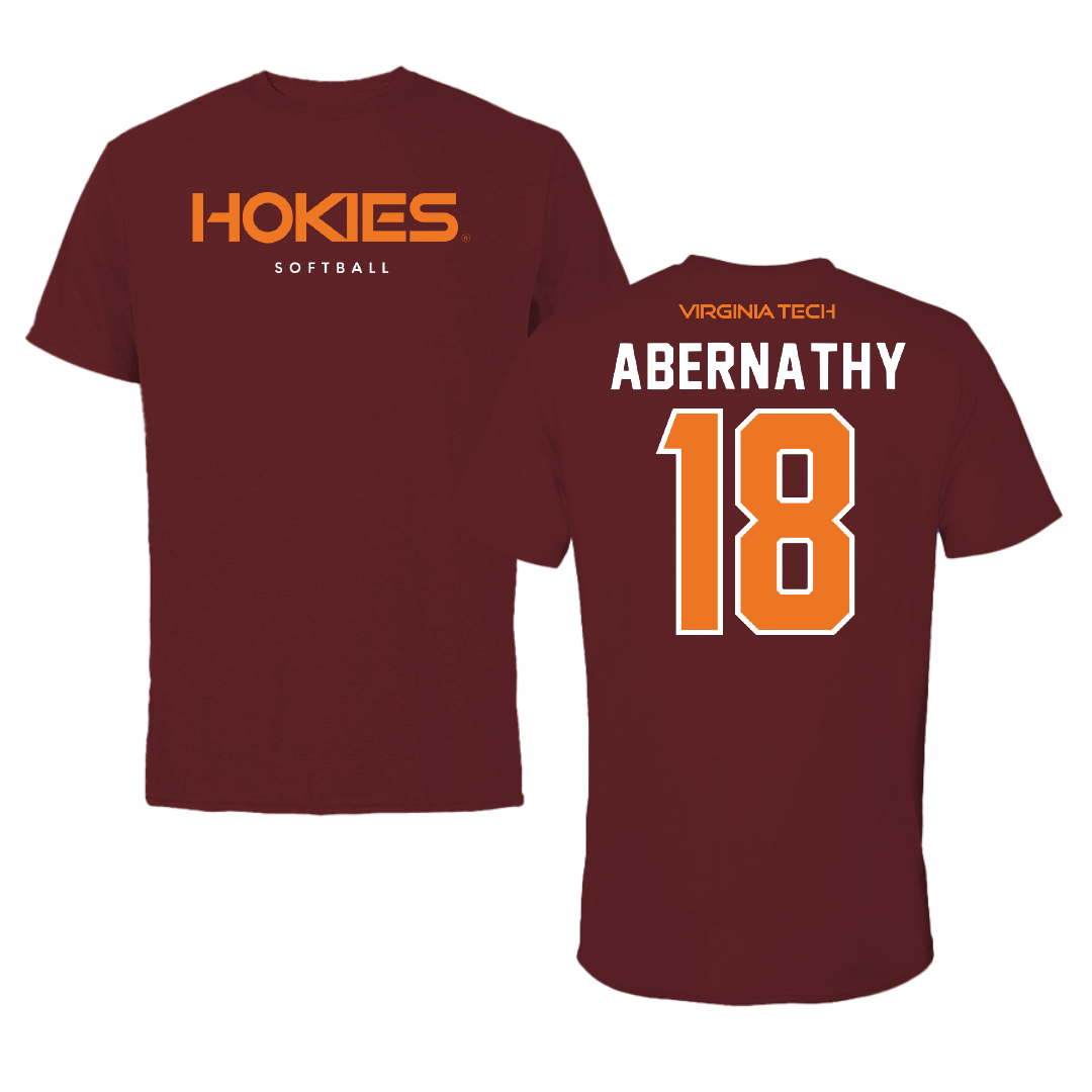Virginia Tech Softball Maroon Performance Tee - #18 MJ Abernathy