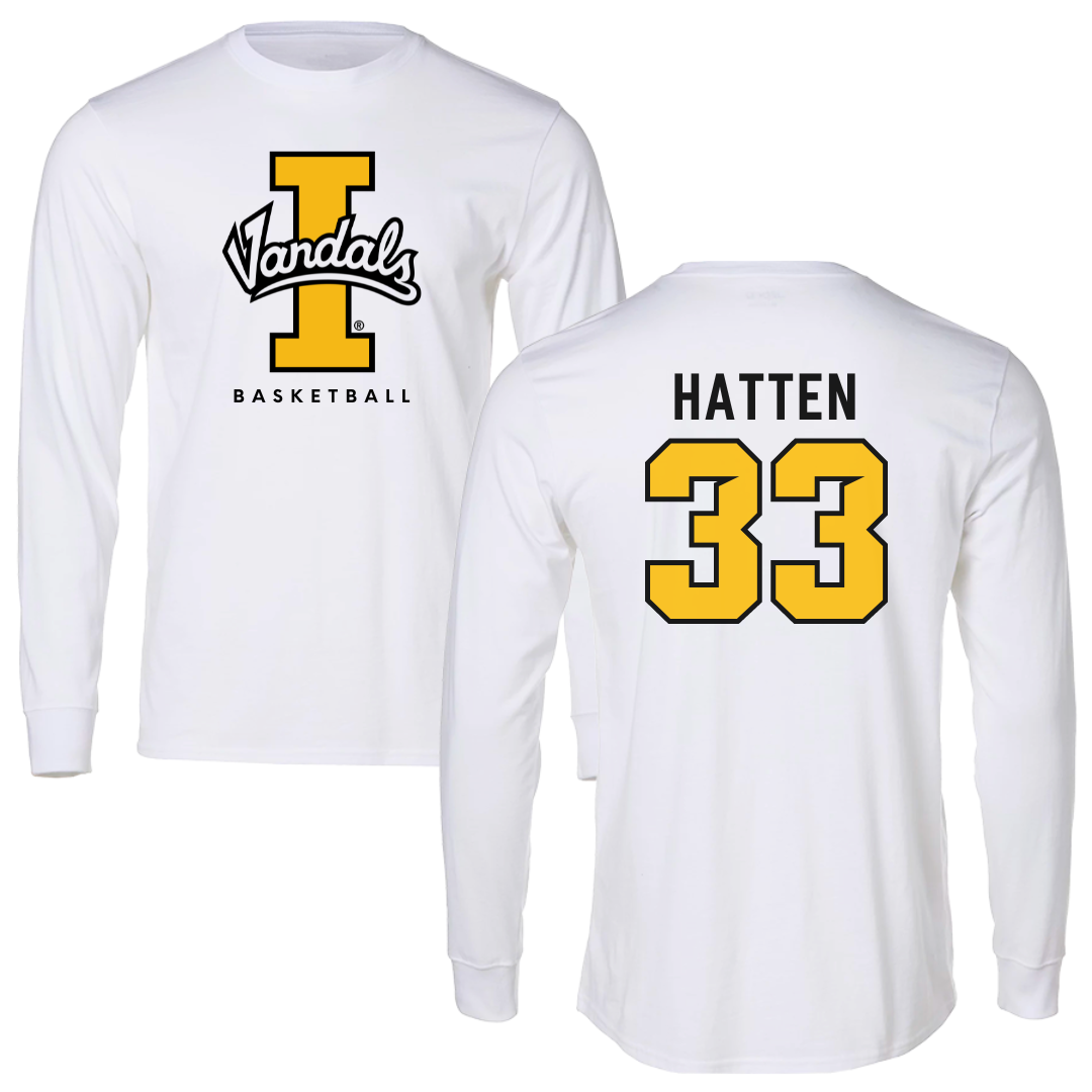 University of Idaho Basketball White Vandals Performance Long Sleeve - #33 Jack Hatten