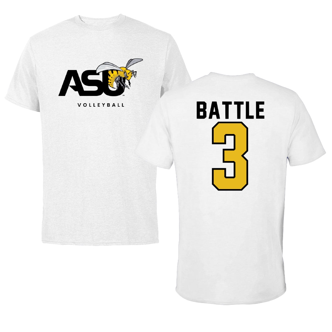 Alabama State University Volleyball White ASU Tee - #3 Norielle Battle