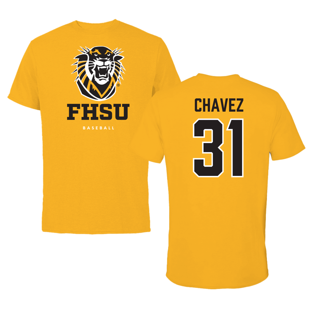 Fort Hays State University Baseball Gold Tee - #31 Brandon Chavez