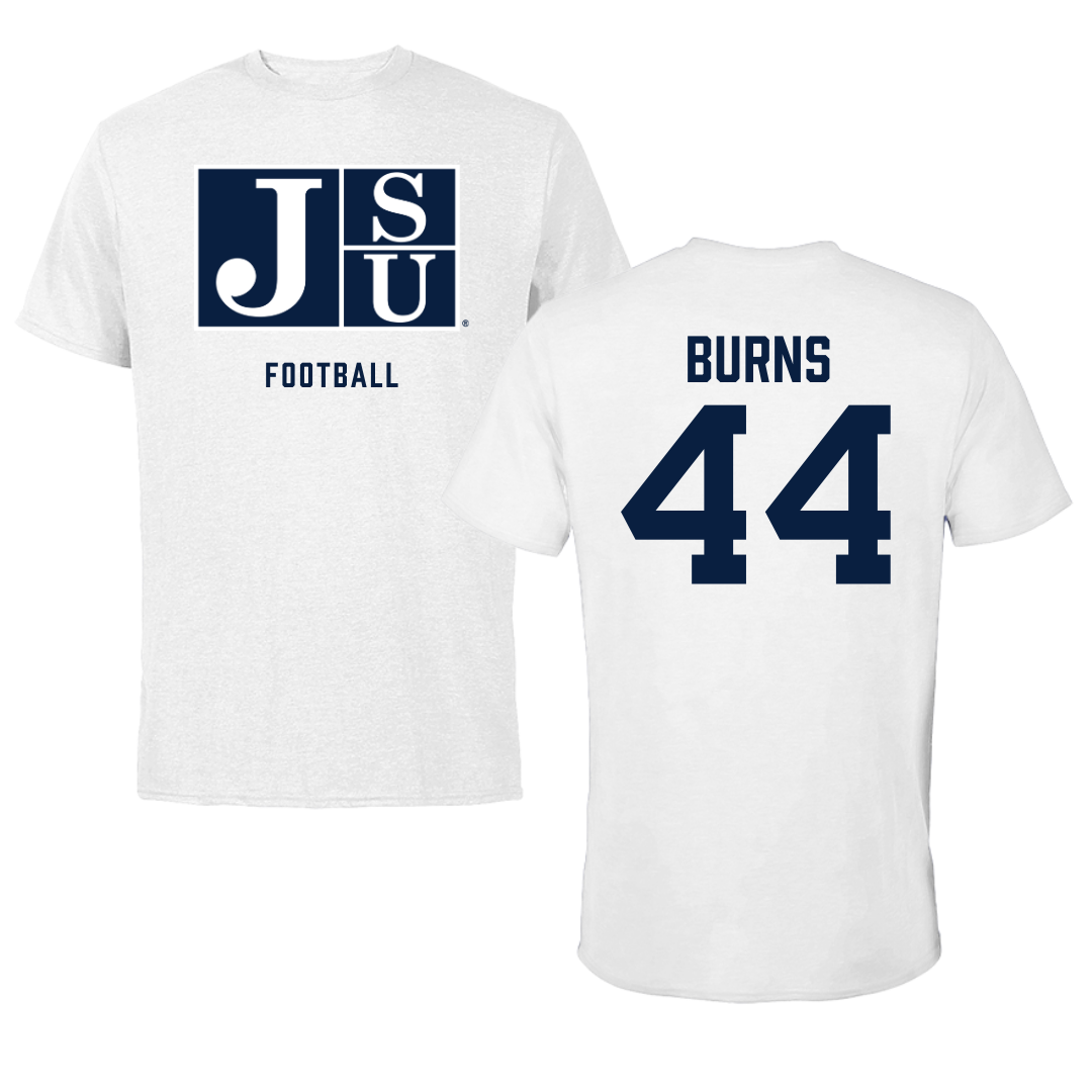 Jackson State University Football White Performance Tee - #44 Hunter Burns