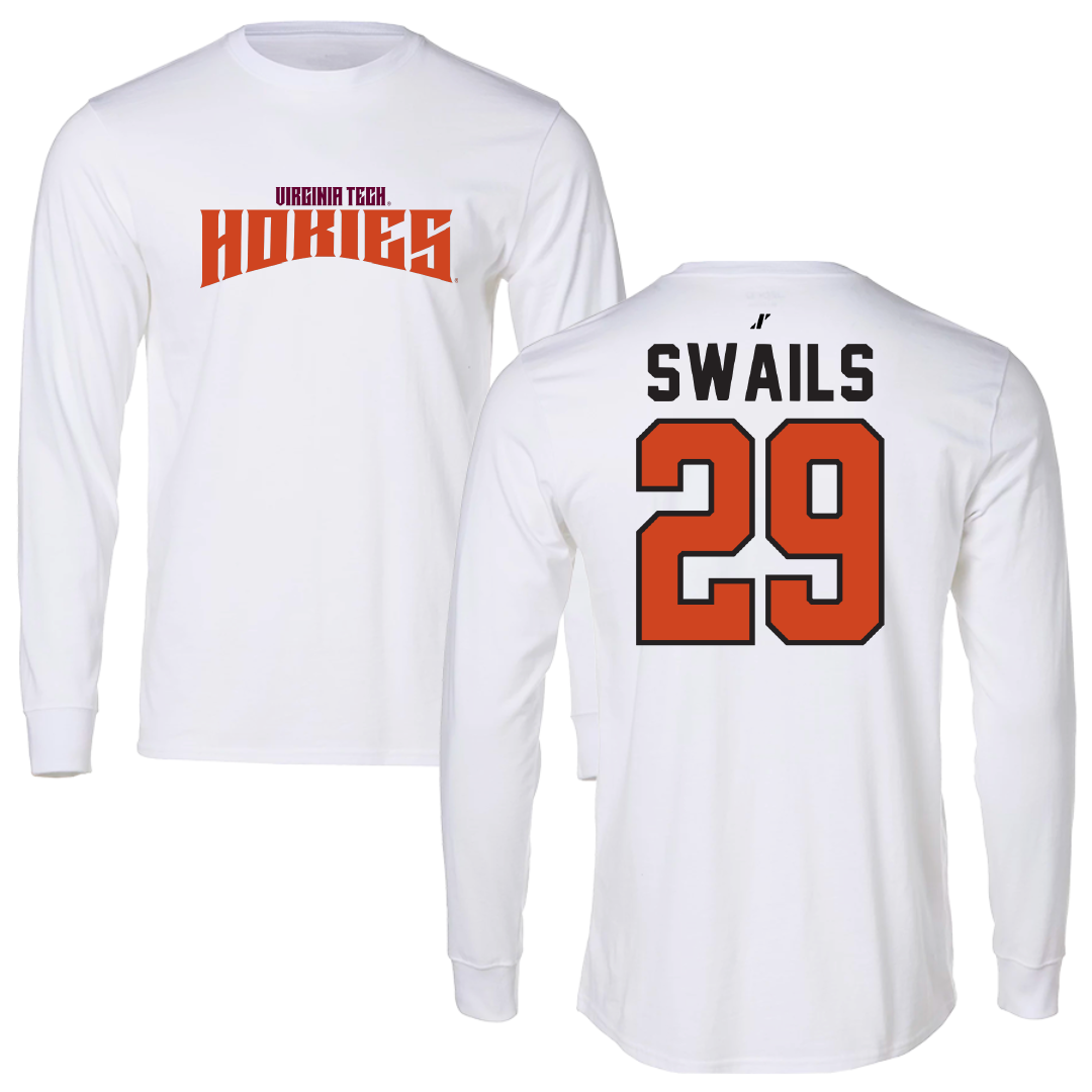Virginia Tech Baseball White Classic Long Sleeve - #29 Tucker Swails